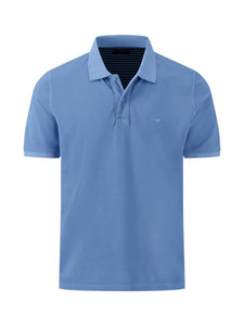 Fynch Hatton Washed Cotton Polo Shirt Blue