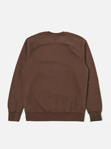 Universal Works Classic Crew Sweatshirt In Brown Dry Handle Brushback
