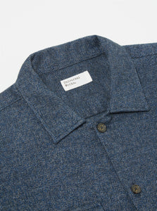 Universal Works L/S Utility Shirt In Navy Soft Flannel Cotton