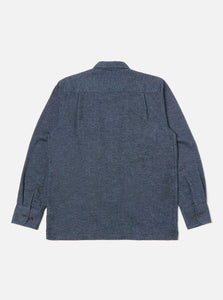 Universal Works L/S Utility Shirt In Navy Soft Flannel Cotton