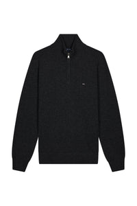 Eden Park Wool and Cotton Half Zip Sweater Charcoal