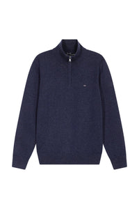 Eden Park Wool and Cotton Half Zip Sweater Blue 