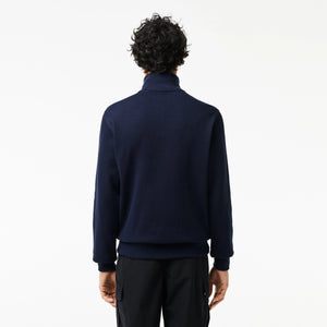Lacoste Men's Half Zip Organic Brushed Cotton Sweatshirt Navy Blue