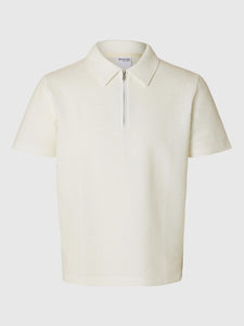 Selected Homme Seersucker Polo Shirt Egret