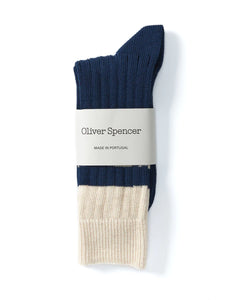 Oliver Spencer Polperro Socks Merrow Blue/Cream