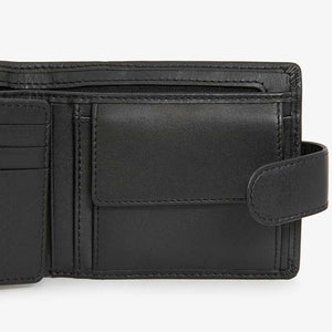 R M Williams Leather Wallet With Coin Pocket &Tab -Black CG256