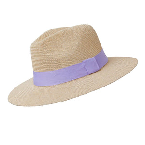 Somerville Scarves Panama Hat - Natural Paper with Lilac Band